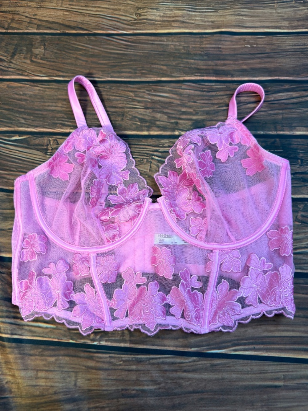 Bras N Things Enchanted Pink Floral Embroidered Longline Bra 36DDD - Picture 3 of 9